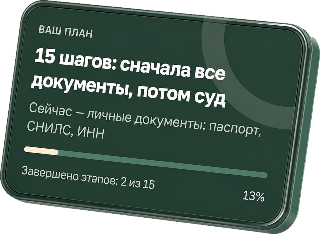 Ваш план: 15 шагов, сейчас личные документы